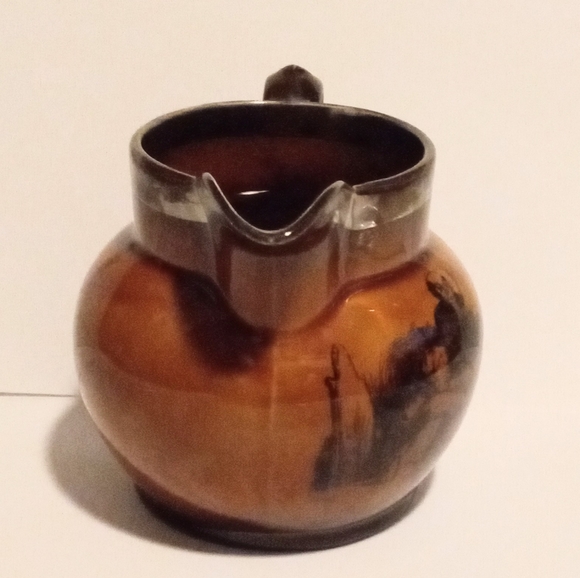 Antique Ridgeway Creamer English Coaching Day Scenes Brownware - Picture 2 of 8